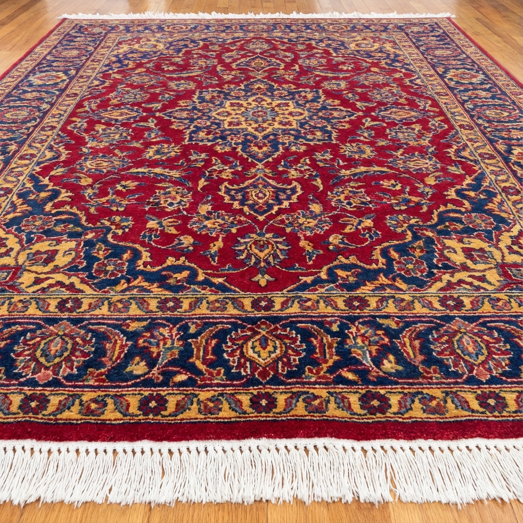 Rug laid flat after a deep clean